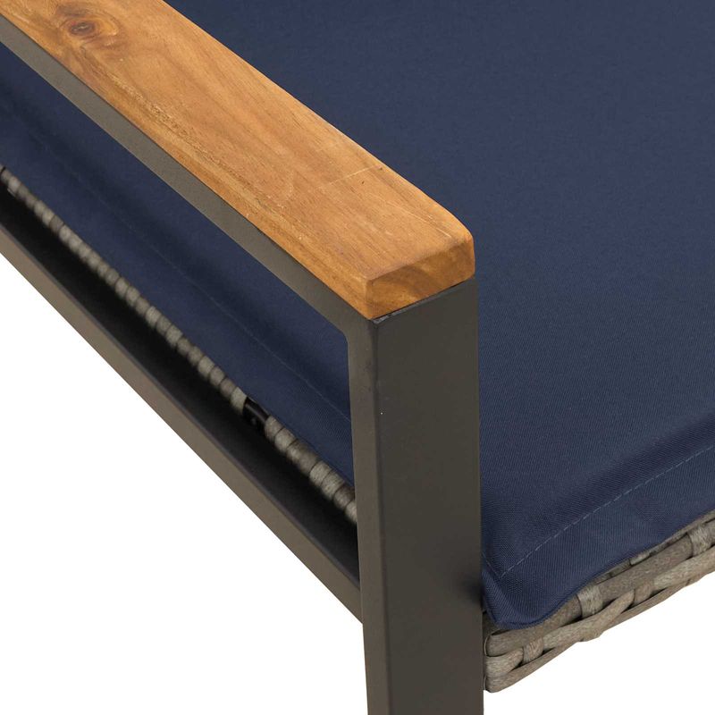 Casa si Gradina - Gradina si terasa - Mobilier exterior - Bancute de gradina - Banca cu perna Gri si albastru marin 115 x 65 x 72 cm Ratan - Infinity.ro