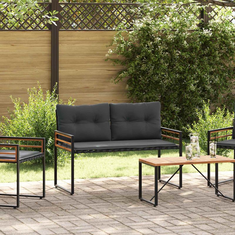 Casa si Gradina - Gradina si terasa - Mobilier exterior - Bancute de gradina - Banca cu strat din lemn cu perna Gri inchis 114 x 55 x 77 cm - Infinity.ro