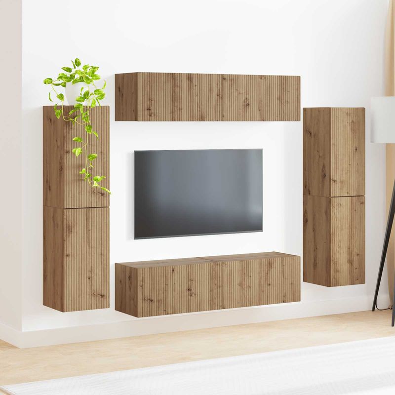 Casa si Gradina - Mobilier - Seturi de mobilier - Seturi living - Set de mobilier 4 pcs, Stejar Artizanal - Infinity.ro
