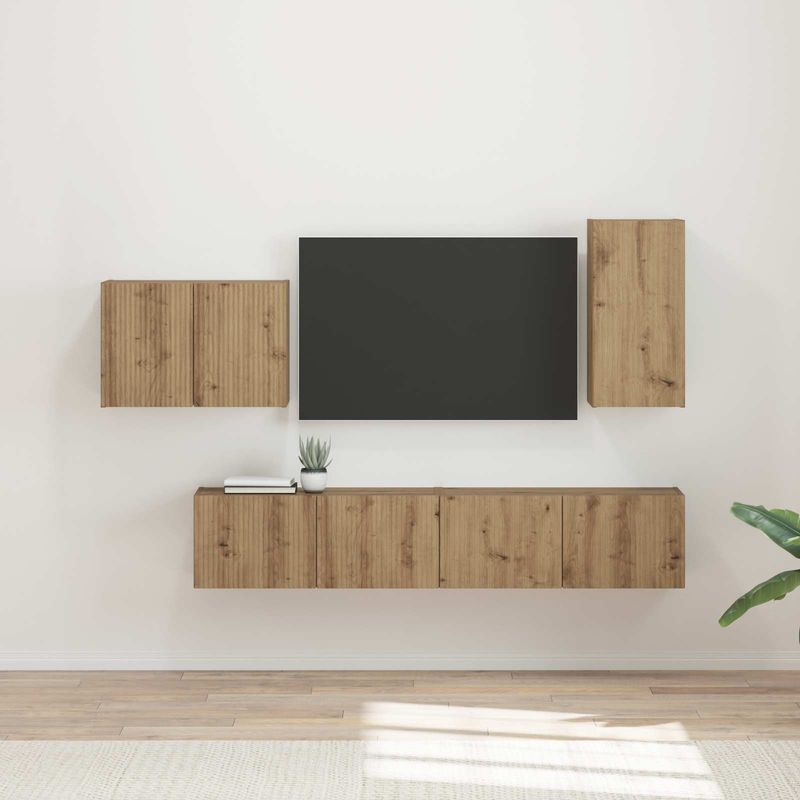 Casa si Gradina - Mobilier - Seturi de mobilier - Seturi living - Set de mobilier 4 pcs, Stejar Artizanal - Infinity.ro
