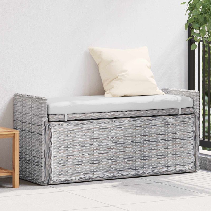 Casa si Gradina - Mobilier - Canapele si coltare - Banchete - Banca cu spatiu de depozitare Alb spalat 110 x 40 x 50 cm Ratan - Infinity.ro