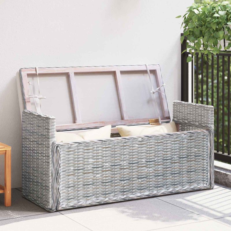 Casa si Gradina - Mobilier - Canapele si coltare - Banchete - Banca cu spatiu de depozitare Alb spalat 110 x 40 x 50 cm Ratan - Infinity.ro