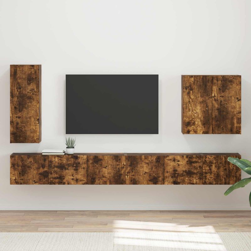 Casa si Gradina - Mobilier - Seturi de mobilier - Seturi living - Set de mobilier 6 pcs, Stejar fumuriu - Infinity.ro