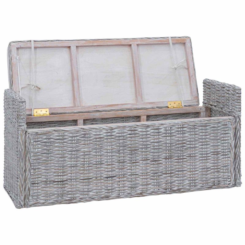 Casa si Gradina - Mobilier - Canapele si coltare - Banchete - Banca cu spatiu de depozitare Alb spalat 110 x 40 x 50 cm Ratan - Infinity.ro