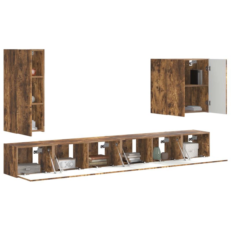 Casa si Gradina - Mobilier - Seturi de mobilier - Seturi living - Set de mobilier 6 pcs, Stejar fumuriu - Infinity.ro