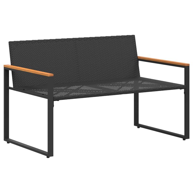 Casa si Gradina - Gradina si terasa - Mobilier exterior - Bancute de gradina - Banca cu perna Negru si Alb crem 115 x 65 x 72 cm Ratan - Infinity.ro