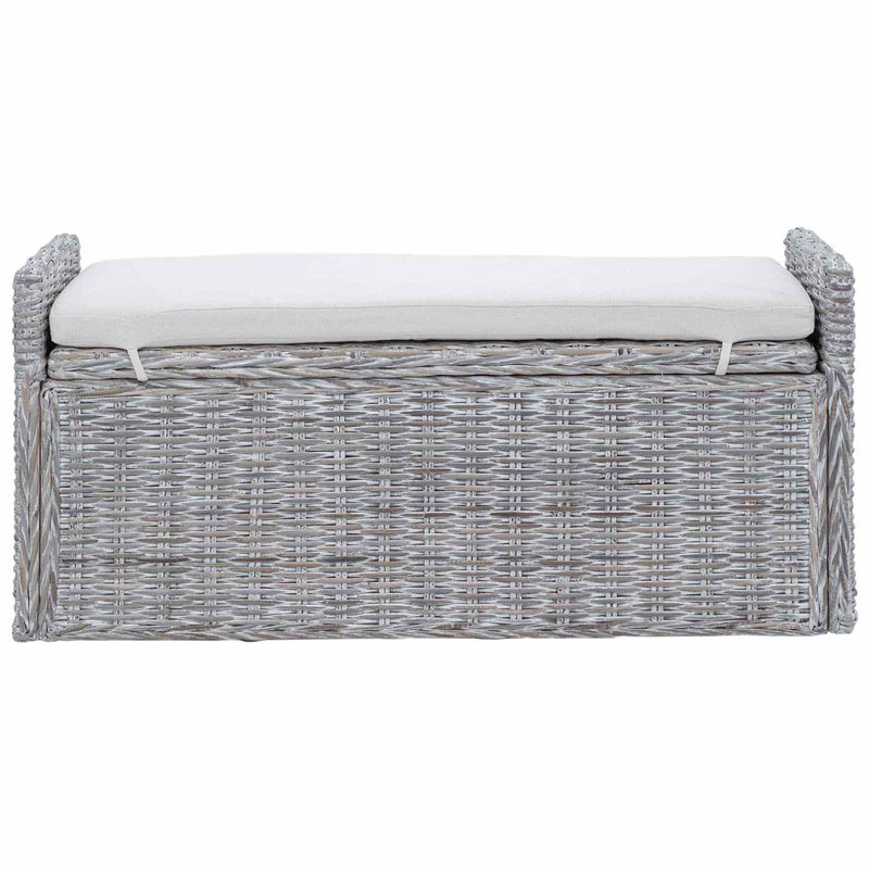 Casa si Gradina - Mobilier - Canapele si coltare - Banchete - Banca cu spatiu de depozitare Alb spalat 110 x 40 x 50 cm Ratan - Infinity.ro