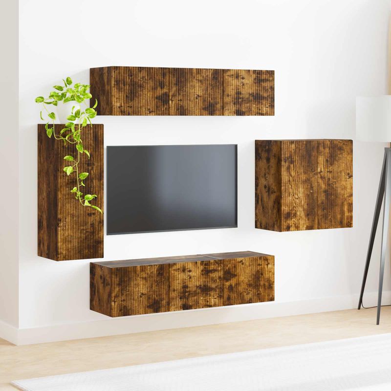 Casa si Gradina - Mobilier - Seturi de mobilier - Seturi living - Set de mobilier 6 pcs, Stejar fumuriu - Infinity.ro