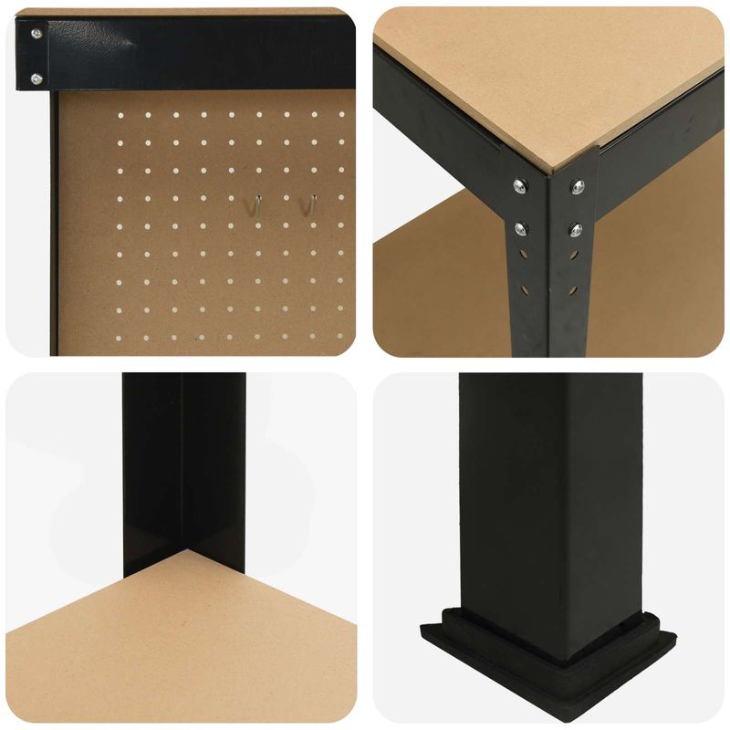 Casa si Gradina - Constructii - Scule de mana si unelte - Mese si bancuri de lucru - Banci de lucru cu raft Negru 81 x 41 x 145 cm Lemn compozit - Infinity.ro