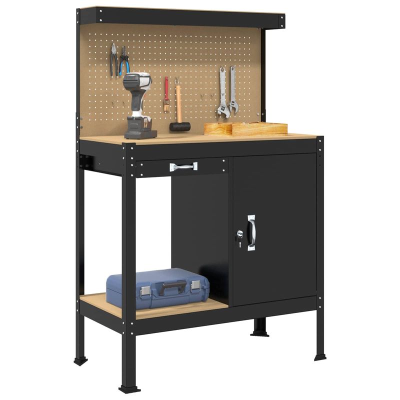Casa si Gradina - Constructii - Scule de mana si unelte - Mese si bancuri de lucru - Banci de lucru cu sertar Negru 81 x 41 x 145 cm Lemn compozit - Infinity.ro