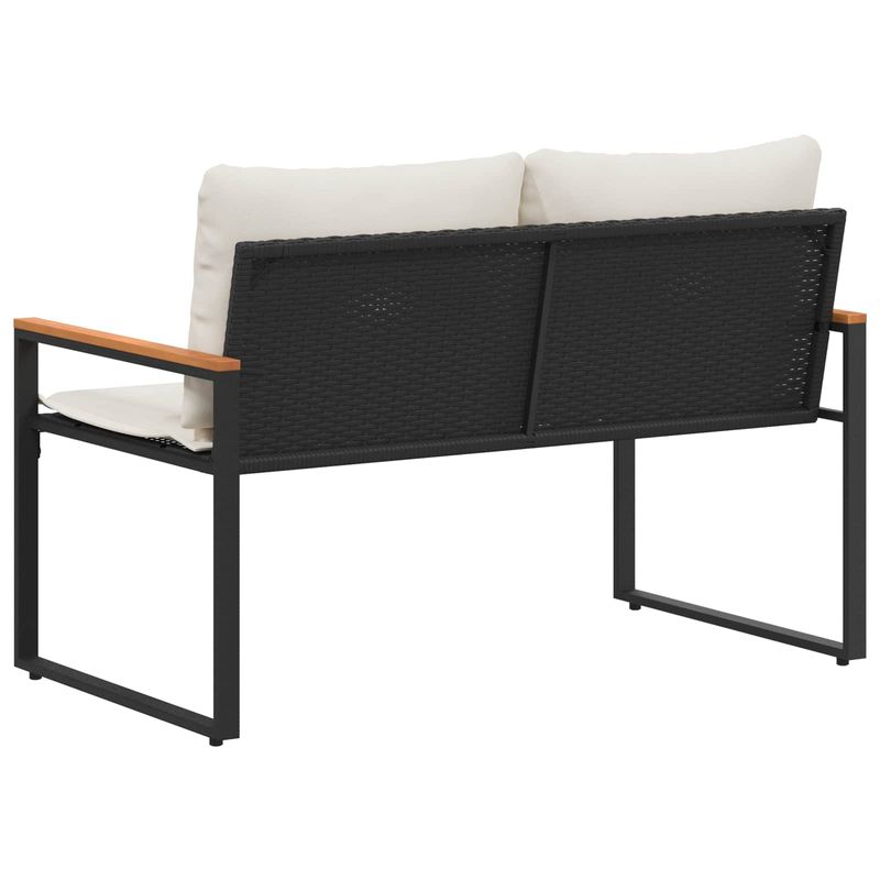 Casa si Gradina - Gradina si terasa - Mobilier exterior - Bancute de gradina - Banca cu perna Negru si Alb crem 115 x 65 x 72 cm Ratan - Infinity.ro