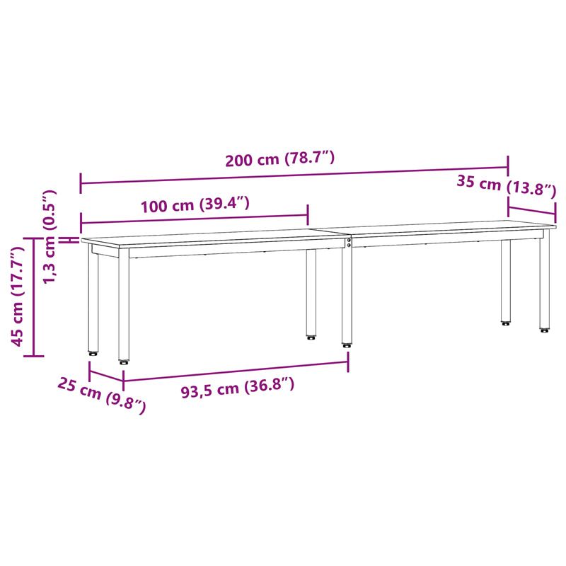 Casa si Gradina - Mobilier - Canapele si coltare - Banchete - Banca Alb 200 x 35 x 45 cm Lemn de pin masiv - Infinity.ro