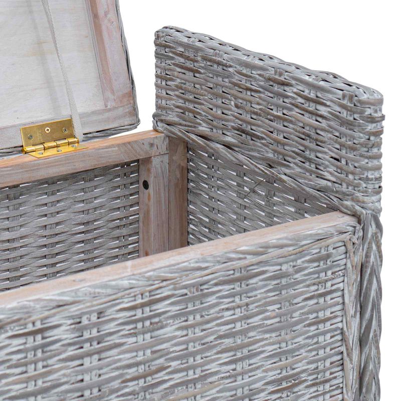 Casa si Gradina - Mobilier - Canapele si coltare - Banchete - Banca cu spatiu de depozitare Alb spalat 110 x 40 x 50 cm Ratan - Infinity.ro
