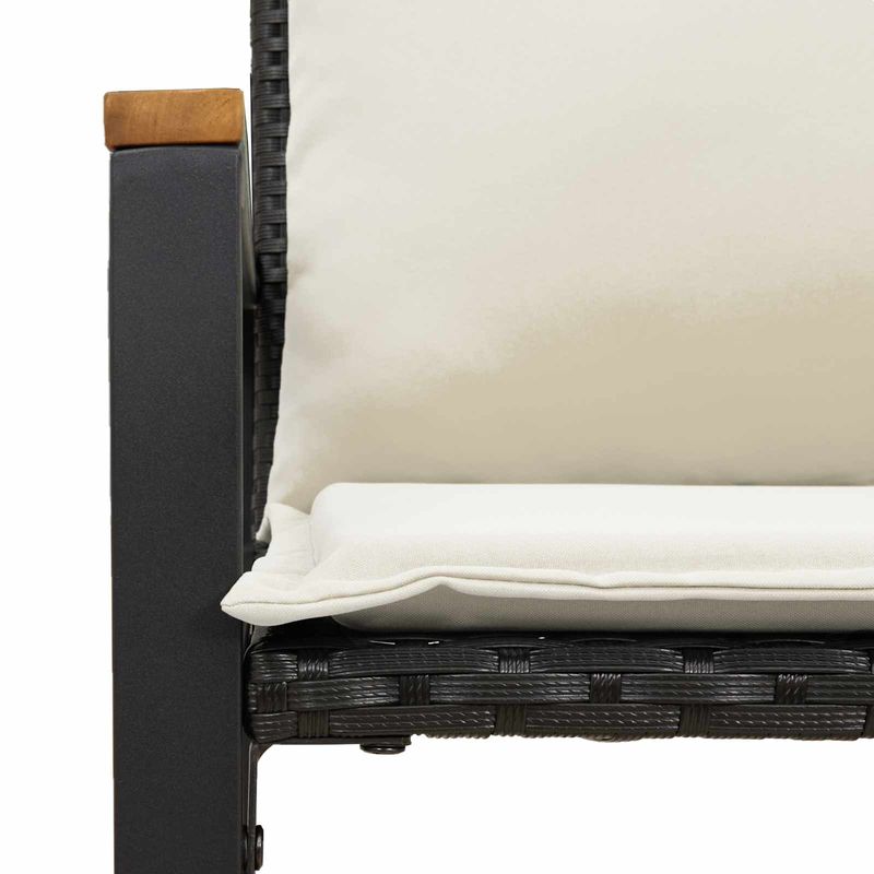 Casa si Gradina - Gradina si terasa - Mobilier exterior - Bancute de gradina - Banca cu perna Negru si Alb crem 115 x 65 x 72 cm Ratan - Infinity.ro