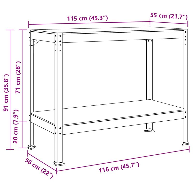 Casa si Gradina - Constructii - Scule de mana si unelte - Mese si bancuri de lucru - Banci de lucru cu raft Negru 81 x 41 x 145 cm Lemn compozit - Infinity.ro