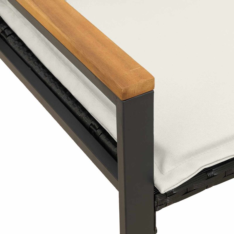 Casa si Gradina - Gradina si terasa - Mobilier exterior - Bancute de gradina - Banca cu perna Negru si Alb crem 115 x 65 x 72 cm Ratan - Infinity.ro