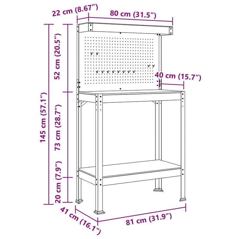 Casa si Gradina - Constructii - Scule de mana si unelte - Mese si bancuri de lucru - Banci de lucru cu raft Negru 81 x 41 x 145 cm Lemn compozit - Infinity.ro