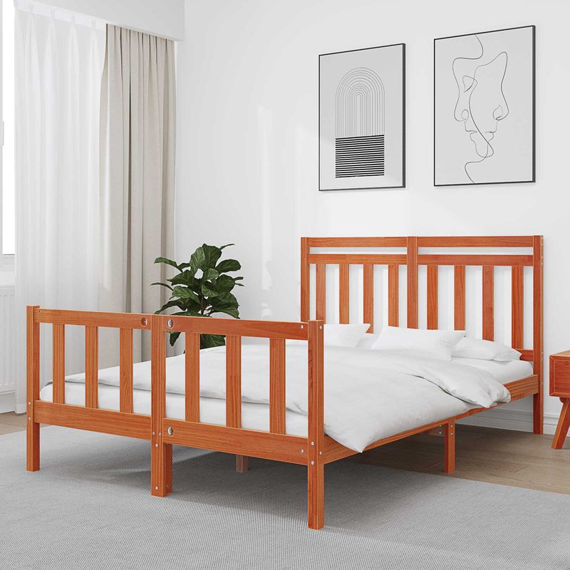 Casa si Gradina - Mobilier - Paturi si accesorii - Paturi - Cadru de pat 2 pcs Maroniu cerat 140 x 200 cm Lemn de pin masiv - Infinity.ro