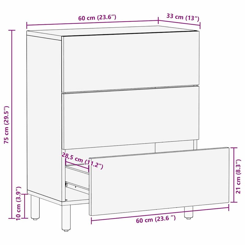 Casa si Gradina - Mobilier - Dulapuri si sifoniere - Dulapuri - Bufet Finisaj Acacia Maro 60 x 33,5 x 75 cm Lemn de mango solid - Infinity.ro