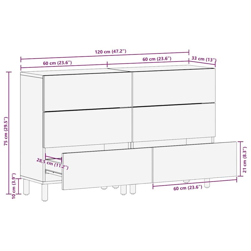 Casa si Gradina - Mobilier - Dulapuri si sifoniere - Dulapuri - Bufet Finisaj Acacia Maro Lemn de mango solid - Infinity.ro