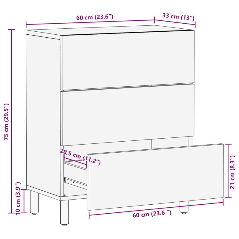 Casa si Gradina - Mobilier - Dulapuri si sifoniere - Dulapuri - Bufet Finisaj Alb Spalat 60 x 33,5 x 75 cm Lemn de mango solid - Infinity.ro