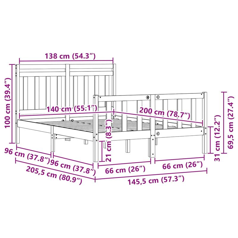 Casa si Gradina - Mobilier - Paturi si accesorii - Paturi - Cadru de pat 2 pcs Maroniu cerat 140 x 200 cm Lemn de pin masiv - Infinity.ro