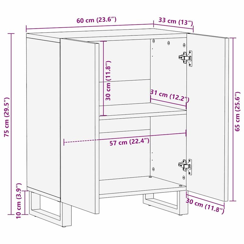 Casa si Gradina - Mobilier - Dulapuri si sifoniere - Dulapuri - Bufet Maro 60 x 33,5 x 75 cm Lemn de mango solid - Infinity.ro