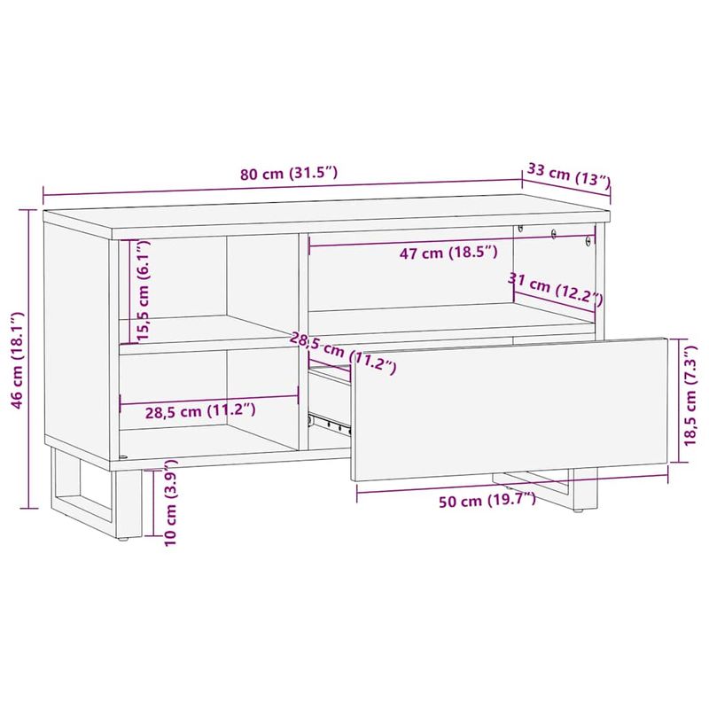 Casa si Gradina - Mobilier - Comode si corpuri - Comode - Cabinet TV cu sertar Maro 80 x 33,5 x 46 cm Lemn de mango solid - Infinity.ro