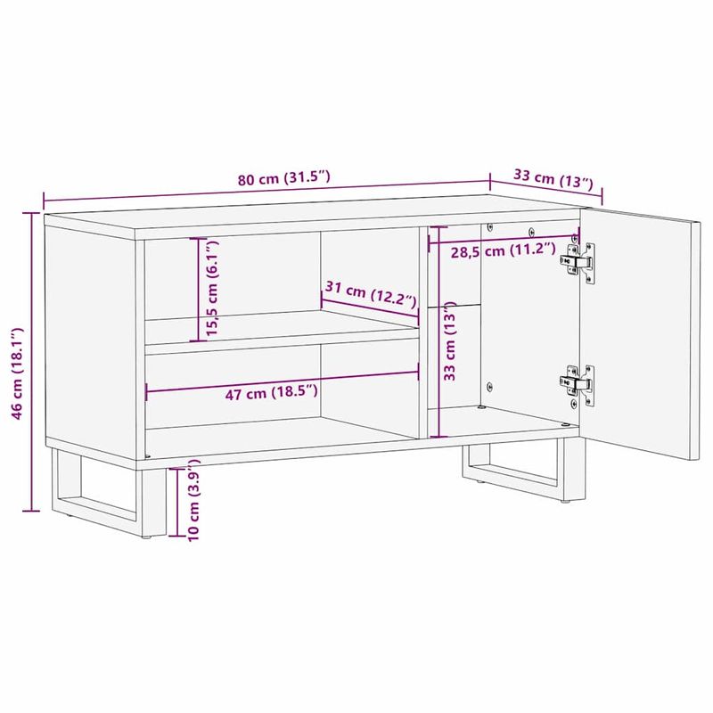 Casa si Gradina - Mobilier - Dulapuri si sifoniere - Dulapuri - Cabinet TV cu usa Maro 80 x 31,5 x 46 cm Lemn de mango solid - Infinity.ro