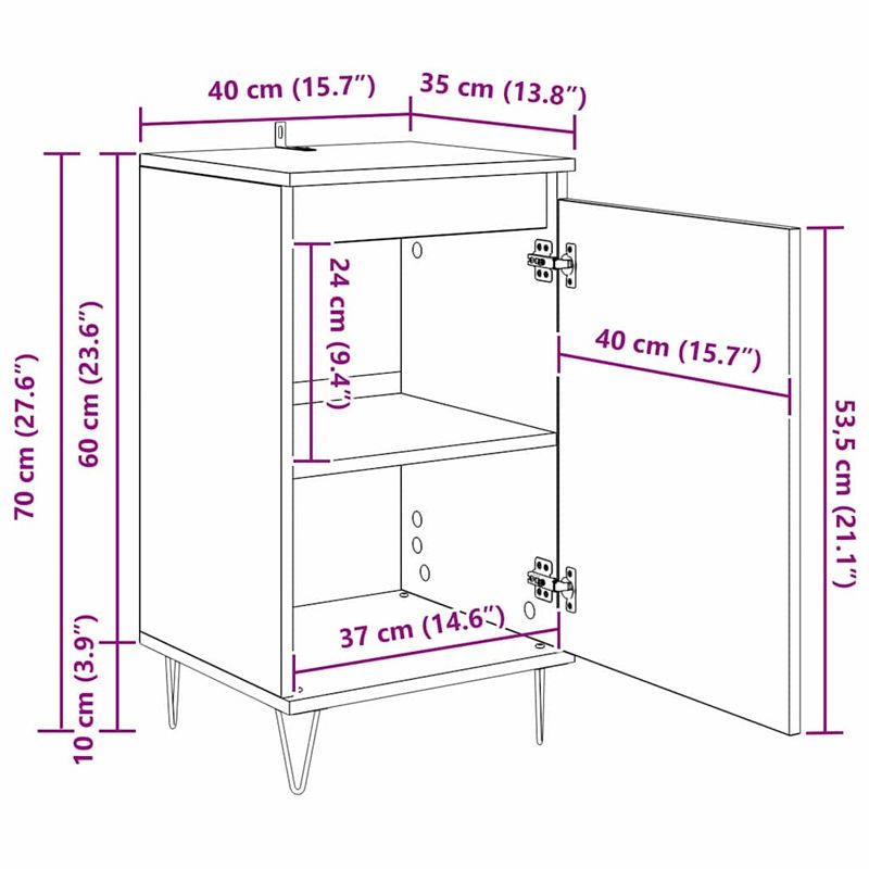 Casa si Gradina - Mobilier - Comode si corpuri - Comode - Bufet Pe perete Lemn vechi 40 x 35 x 70 cm Lemn compozit - Infinity.ro