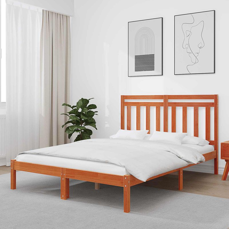 Casa si Gradina - Mobilier - Paturi si accesorii - Paturi - Cadru de pat 2 pcs Maroniu cerat 150 x 200 cm Lemn de pin masiv - Infinity.ro