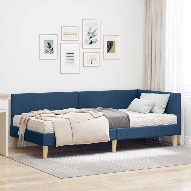 Casa si Gradina - Mobilier - Paturi si accesorii - Paturi - Cadru de pat coltar cu saltea Altele 2 pcs albastru tesatura - Infinity.ro