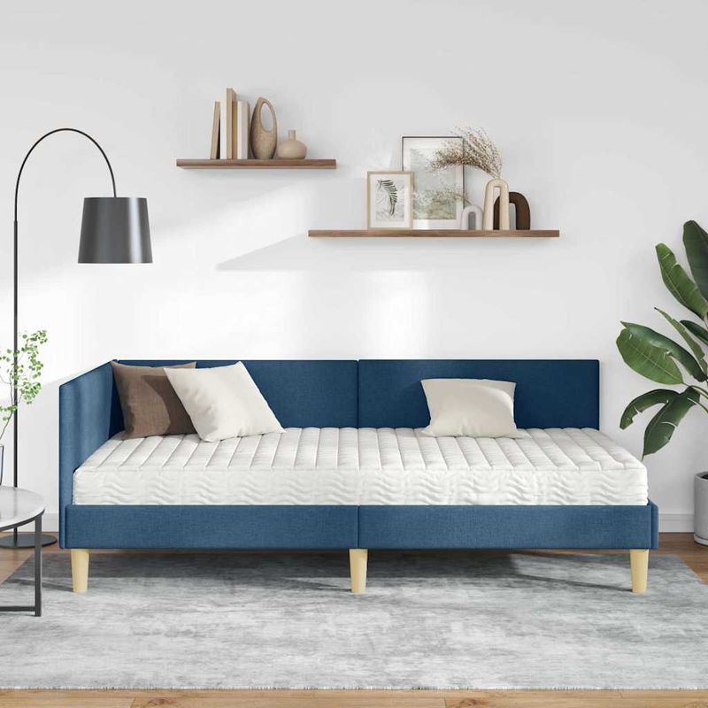 Casa si Gradina - Mobilier - Paturi si accesorii - Paturi - Cadru de pat coltar cu saltea Altele 2 pcs albastru tesatura - Infinity.ro