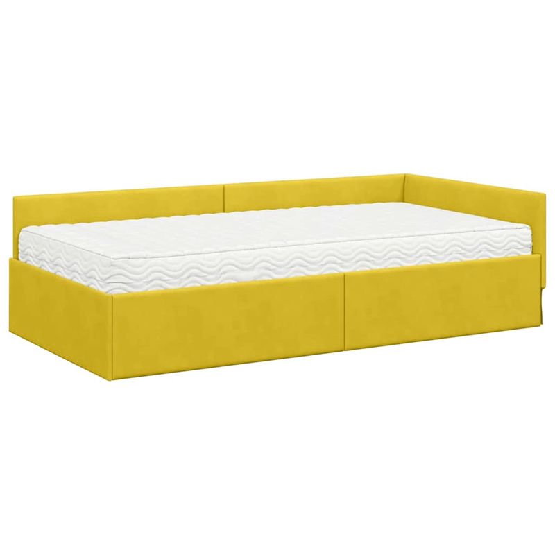 Casa si Gradina - Mobilier - Paturi si accesorii - Paturi - Cadru de pat coltar cu saltea Altele 2 pcs Galben Catifea - Infinity.ro