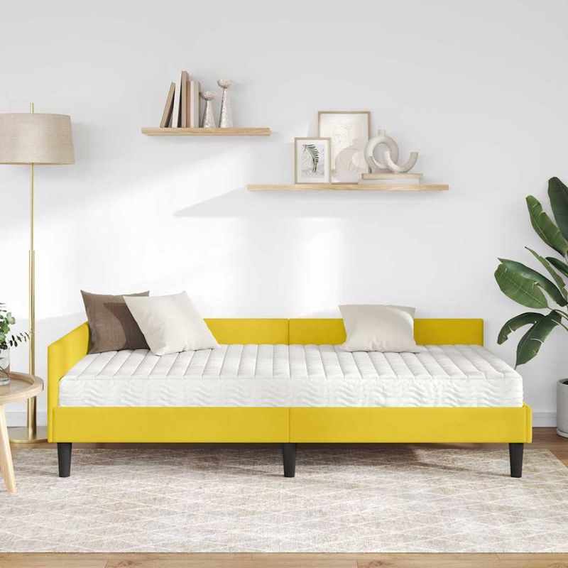 Casa si Gradina - Mobilier - Paturi si accesorii - Paturi - Cadru de pat coltar cu saltea Altele 2 pcs Galben Catifea - Infinity.ro