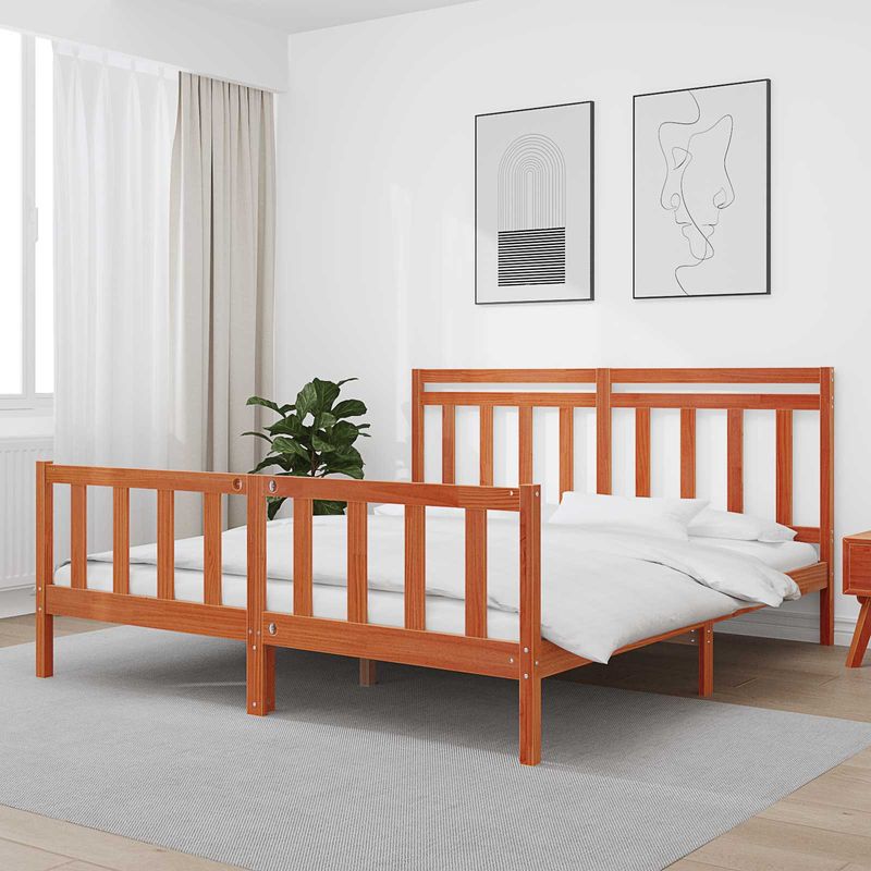 Casa si Gradina - Mobilier - Paturi si accesorii - Paturi - Cadru de pat 2 pcs Maroniu cerat 180 x 200 cm Lemn de pin masiv - Infinity.ro