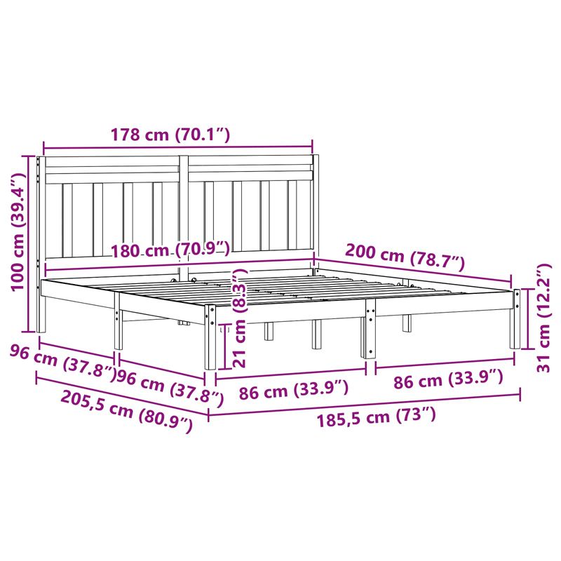 Casa si Gradina - Mobilier - Paturi si accesorii - Paturi - Cadru de pat 2 pcs Maroniu cerat 180 x 200 cm Lemn de pin masiv - Infinity.ro