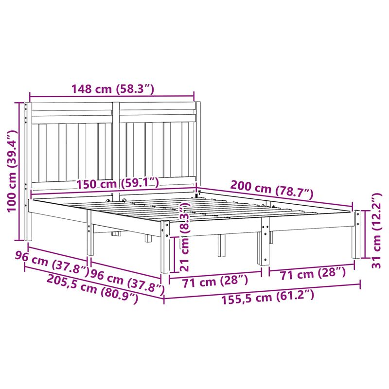 Casa si Gradina - Mobilier - Paturi si accesorii - Paturi - Cadru de pat 2 pcs Maroniu cerat 150 x 200 cm Lemn de pin masiv - Infinity.ro