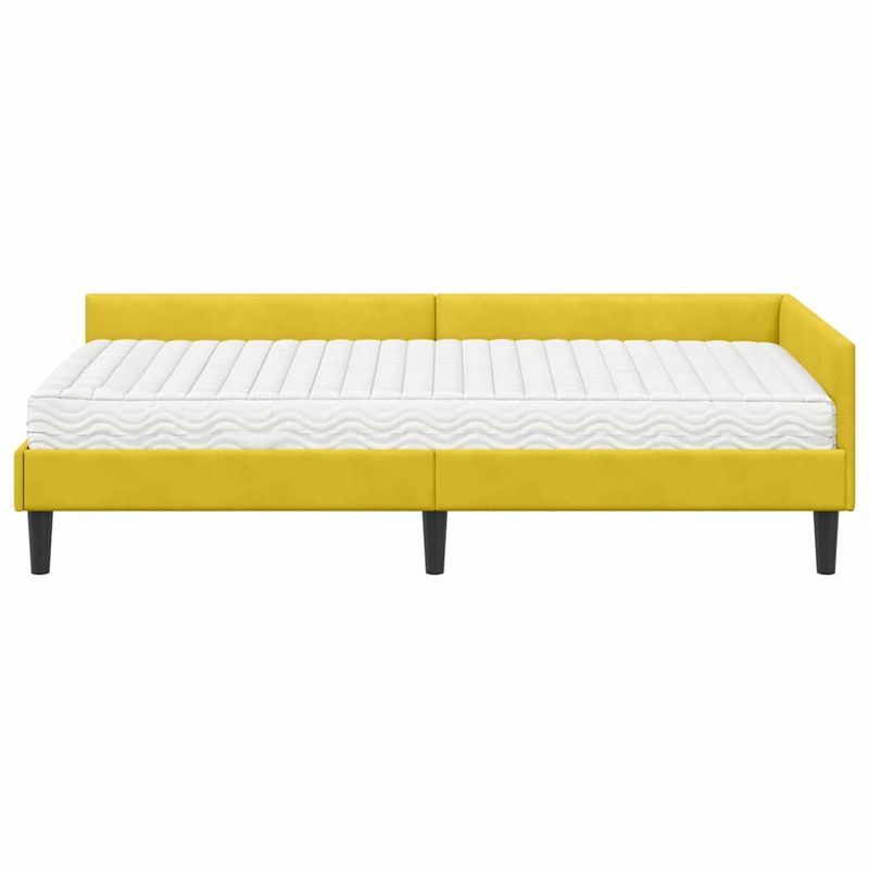 Casa si Gradina - Mobilier - Paturi si accesorii - Paturi - Cadru de pat coltar cu saltea Altele 2 pcs Galben Catifea - Infinity.ro