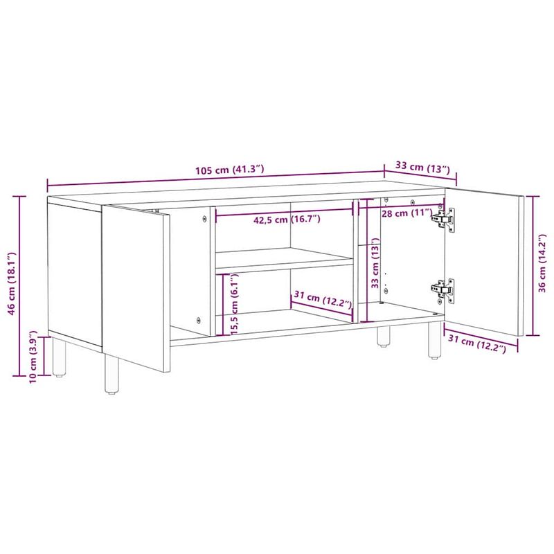 Casa si Gradina - Mobilier - Comode si corpuri - Comode - Cabinet TV cu raft Finisaj Acacia Maro 105 x 33,5 x 46 cm - Infinity.ro