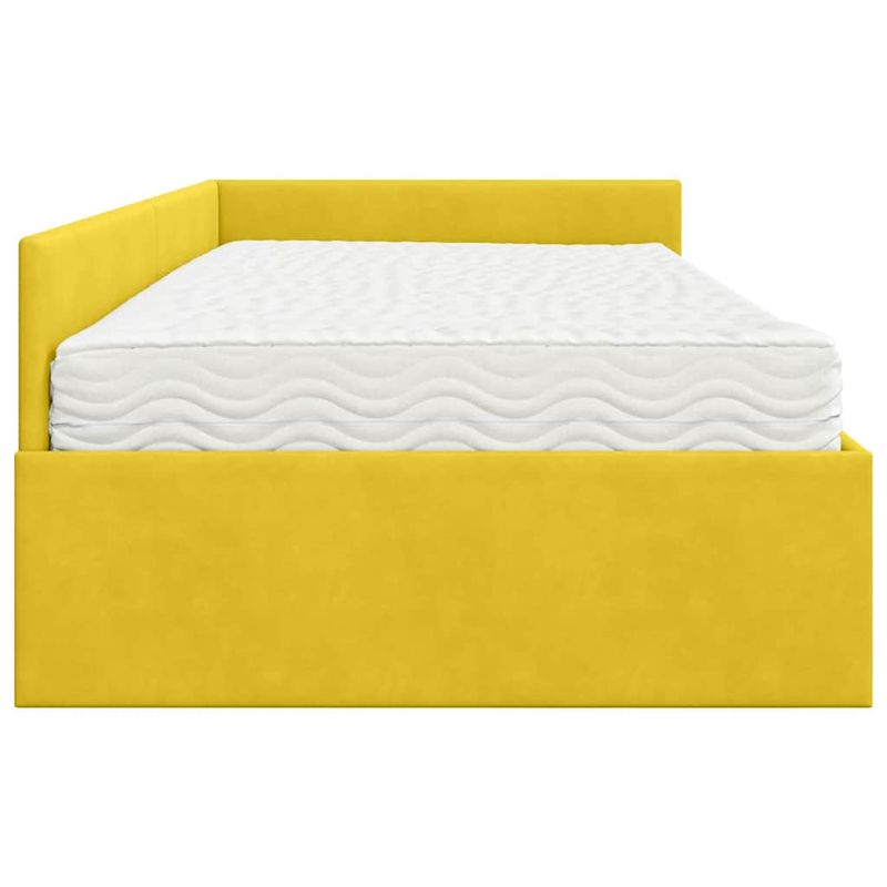 Casa si Gradina - Mobilier - Paturi si accesorii - Paturi - Cadru de pat coltar cu saltea Altele 2 pcs Galben Catifea - Infinity.ro