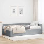 Casa si Gradina - Mobilier - Paturi si accesorii - Paturi - Cadru de pat coltar cu saltea Altele 2 pcs Gri deschis tesatura - Infinity.ro