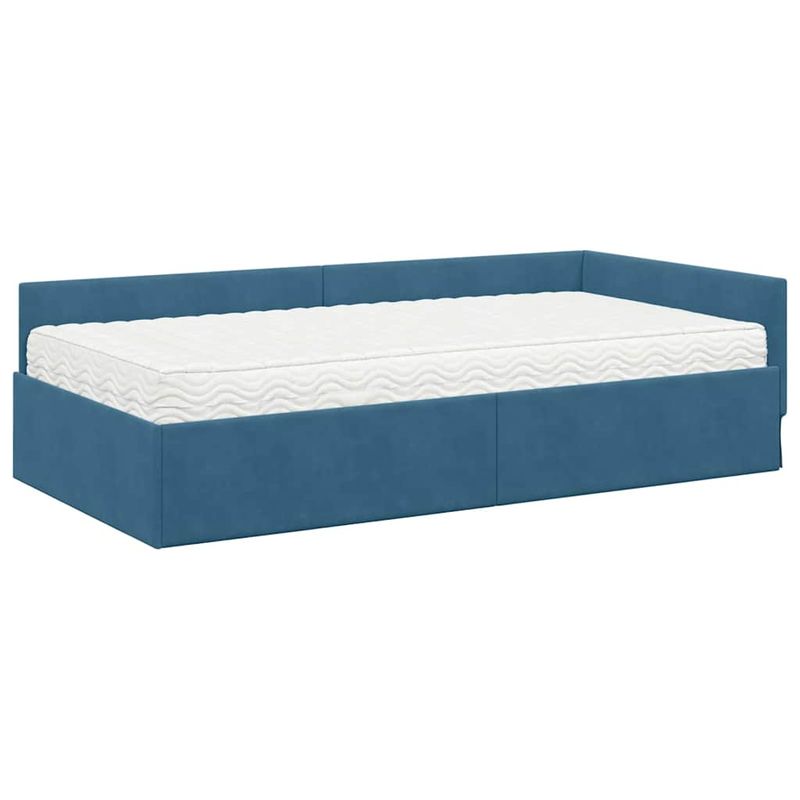 Casa si Gradina - Mobilier - Paturi si accesorii - Paturi - Cadru de pat coltar cu saltea Altele 2 pcs albastru Catifea - Infinity.ro