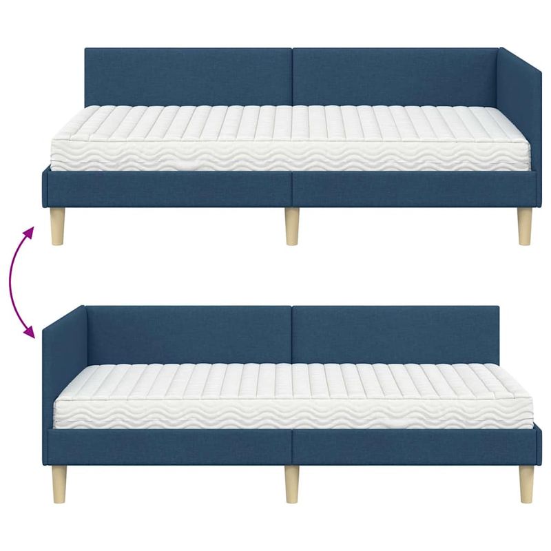 Casa si Gradina - Mobilier - Paturi si accesorii - Paturi - Cadru de pat coltar cu saltea Altele 2 pcs albastru tesatura - Infinity.ro
