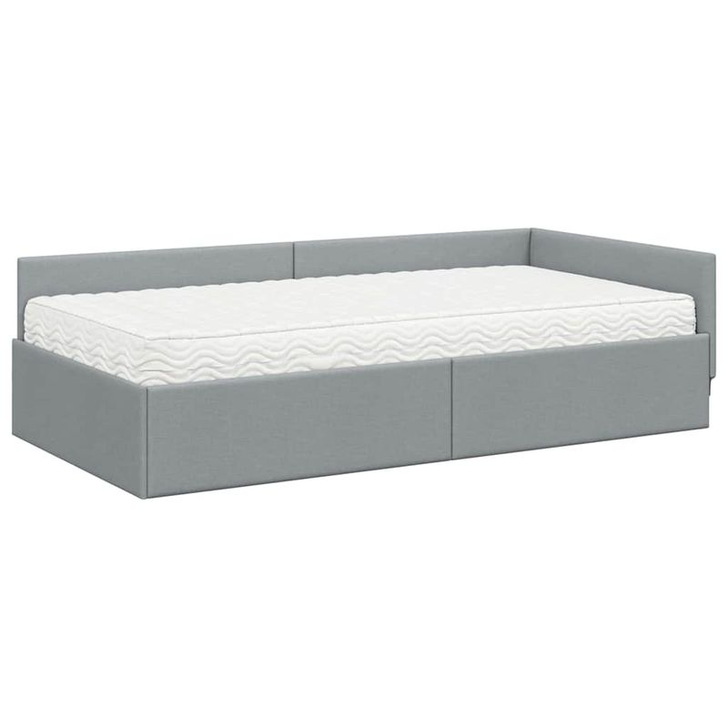 Casa si Gradina - Mobilier - Paturi si accesorii - Paturi - Cadru de pat coltar cu saltea Altele 2 pcs Gri deschis tesatura - Infinity.ro
