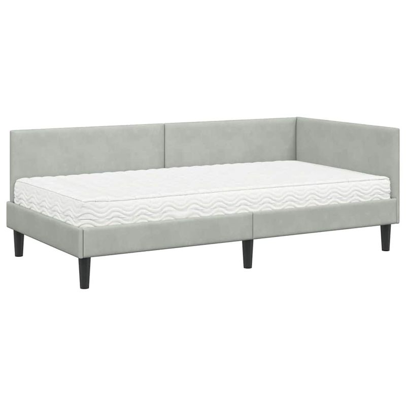 Casa si Gradina - Mobilier - Paturi si accesorii - Paturi - Cadru de pat coltar cu saltea Altele 2 pcs Gri deschis Catifea - Infinity.ro
