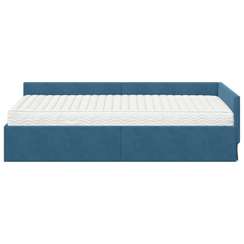 Casa si Gradina - Mobilier - Paturi si accesorii - Paturi - Cadru de pat coltar cu saltea Altele 2 pcs albastru Catifea - Infinity.ro