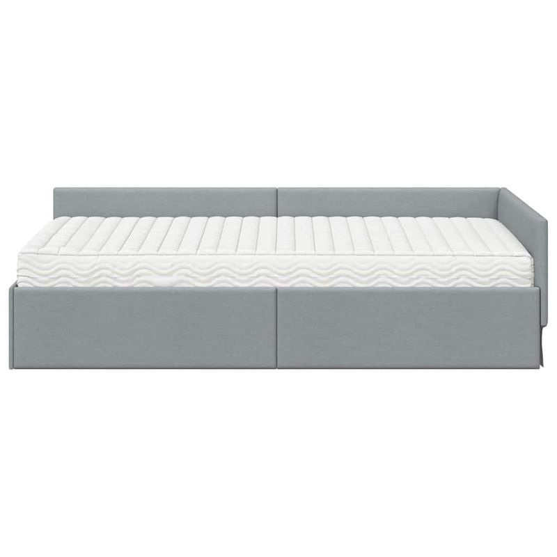Casa si Gradina - Mobilier - Paturi si accesorii - Paturi - Cadru de pat coltar cu saltea Altele 2 pcs Gri deschis tesatura - Infinity.ro