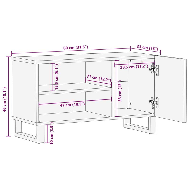 Casa si Gradina - Mobilier - Comode si corpuri - Comode - Cabinet TV cu raft Maro 80 x 31,5 x 46 cm Lemn de mango solid - Infinity.ro