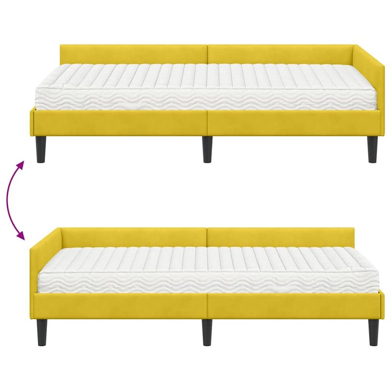 Casa si Gradina - Mobilier - Paturi si accesorii - Paturi - Cadru de pat coltar cu saltea Altele 2 pcs Galben Catifea - Infinity.ro
